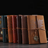 Kawaii Vintage Retro Maple Leaf PU Leather Notebook - A6, Kawai Notebooks